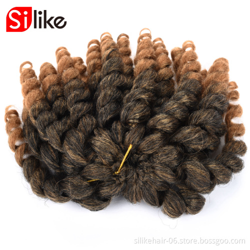 wholesale braid 8'' 80g  hairJumpy Wand Curl Jamaican Bounce Synthetic Braiding Hair Extension Crochet Braid Hair For Any Woman